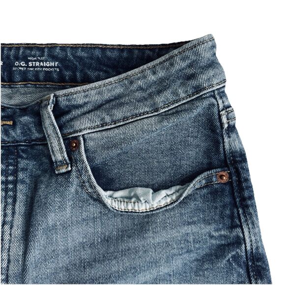 Old Navy OG Straight Button Fly Jeans 12 (31x26.5) Blue Tapered Ankle Womens - Picture 9 of 12